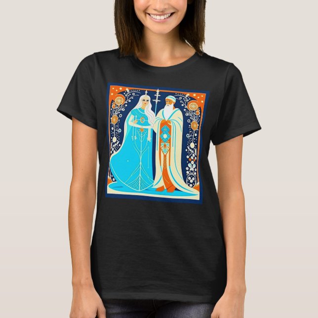 Art Deco Ded Moroz och Snö Maiden T Shirt (Framsida)