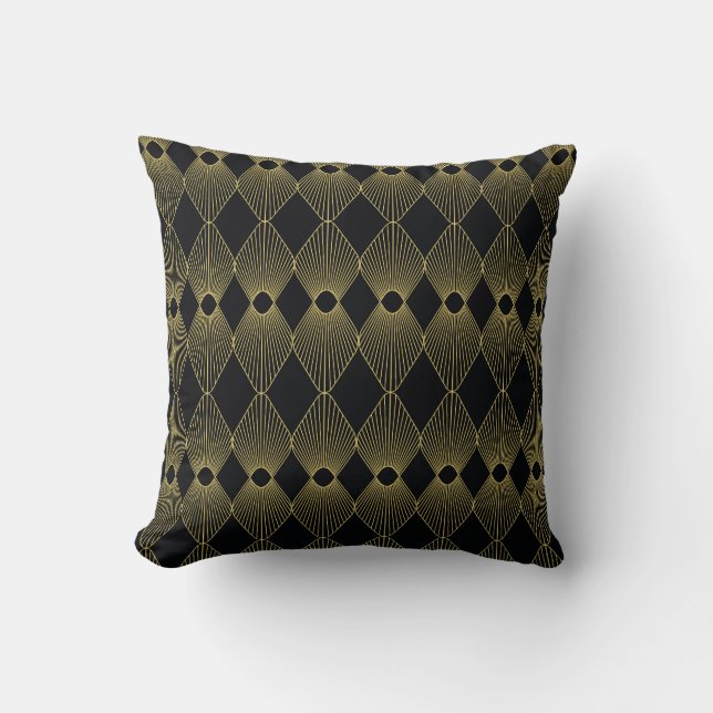 Art Deco-Dekorationen Sömlös Mönster Kudde (Framsida)