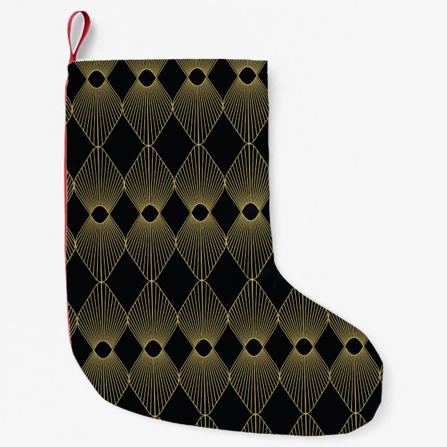 Art Deco-Dekorationen Sömlös Mönster Liten Julstrumpa (Framsidan)