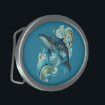 Art Deco-delfinillustration på djupblått<br><div class="desc">Snygg bild av Art Deco-delfin med en djup blå bakgrund av anpassadet.</div>