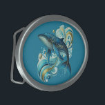 Art Deco-delfinillustration på djupblått<br><div class="desc">Snygg bild av Art Deco-delfin med en djup blå bakgrund av anpassadet.</div>
