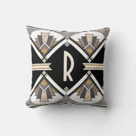 Art Deco Delight Mönster Personlig Initial Kudde