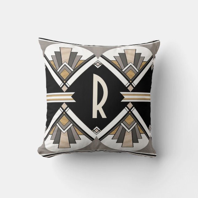 Art Deco Delight Mönster Personlig Initial Kudde (Framsida)