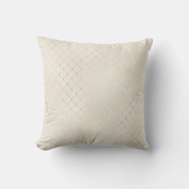 Art Deco Delikat Net Elegant Geometry Ivory Guld Kudde (Framsida)