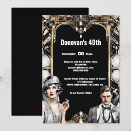 Art deco Den Underbara Gatsby Flapper-flickan 1920 Inbjudningar