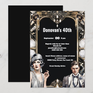 Art deco Den Underbara Gatsby Flapper-flickan 1920 Inbjudningar