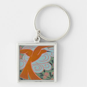 Art Deco Design #11 vid Sunshinedazzle Fyrkantig Silverfärgad Nyckelring