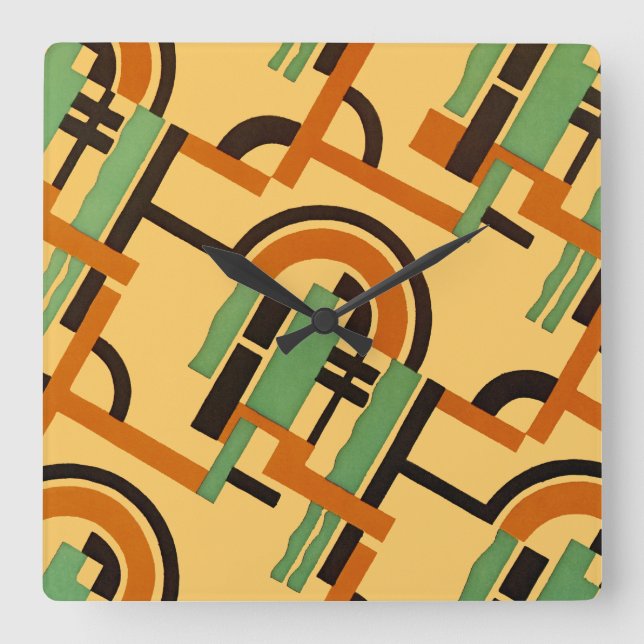 Art Deco Design #7 vid Emporio Moffa Fyrkantig Klocka (Framsida)