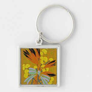 Art Deco Design #8 vid Sunshinedazzle Fyrkantig Silverfärgad Nyckelring