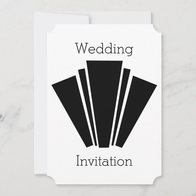 Art Deco Design Black and White Wedding-inbjudan Inbjudningar (Framsida)