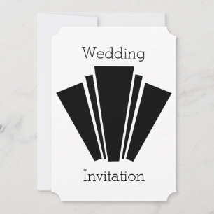 Art Deco Design Black and White Wedding-inbjudan Inbjudningar