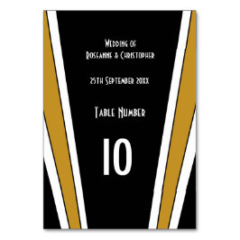 Art Deco Design Black och Guld Bröllop Bordsnummer