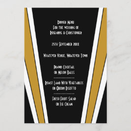 Art Deco Design Black och Guld Bröllop Meny