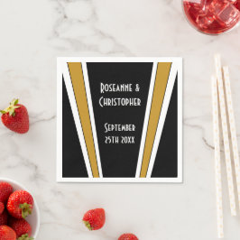 Art Deco Design Black och Guld Bröllop Pappersservett