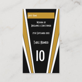 Art Deco Design Black och Guld Bröllop Placeringskort