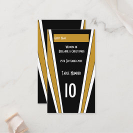Art Deco Design Black och Guld Bröllop Placeringskort