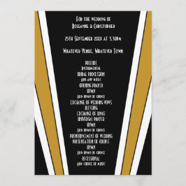 Art Deco Design Black och Guld Bröllop Program