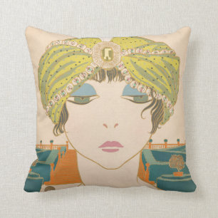 Art Deco Design Cotton Dekorativ kudde Flapper