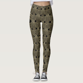 Art Deco Design Guld och Black Leggings