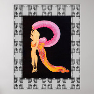 Art Deco-design med radens brev R-Poster Poster