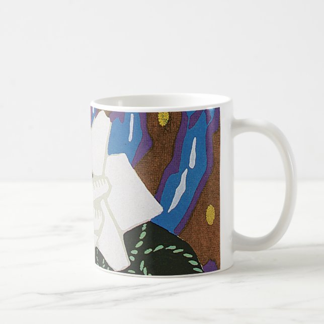 Art Deco-design nr 12 Vit ros Kaffemugg (Höger)