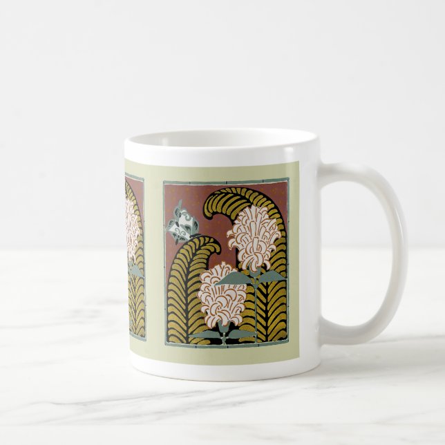 Art Deco-design nr 3 Blommigt Kaffe Mugg (Höger)