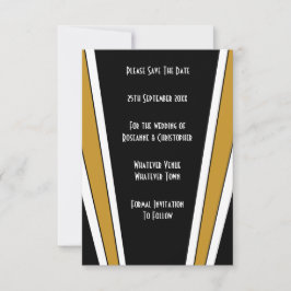 Art Deco-design svart och guld bröllop Spara Datumet