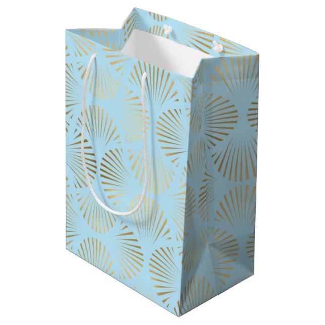 Art Deco-design, teal & guldmönster (Baksidan Vinklad)