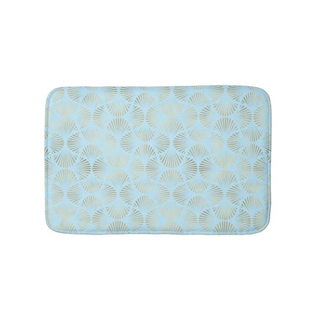 Art Deco-design, teal & guldmönster Badrumsmatta (Framsidan)