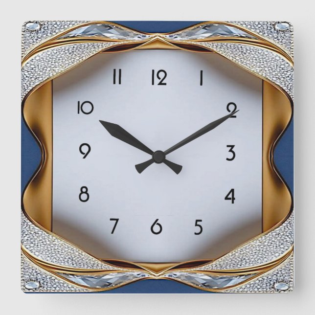 Art Deco Diamant Fyrkantig Klocka (Framsida)
