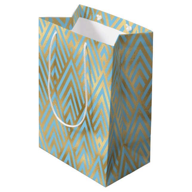 Art Deco-diamanter, teal- och guldmönster (Baksidan Vinklad)