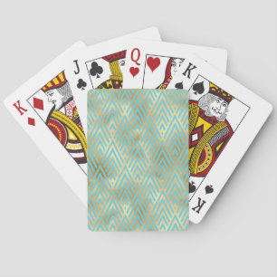 Art Deco Diamond Mönster, Teal & Guld Casinokort