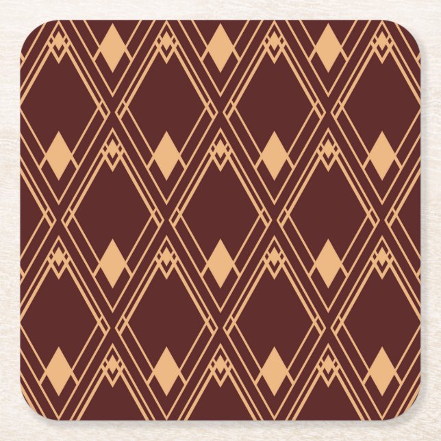 Art Deco Diamond Mönster Underlägg Papper Kvadrat (Framsidan)