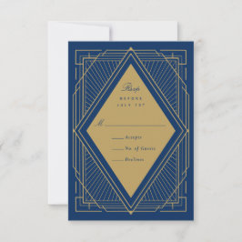 Art Deco Diamond Navy Blue och Guld OSA Kort