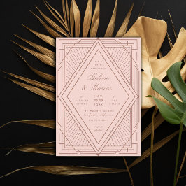 Art Deco Diamond  Rosa ros Guld Bröllop Inbjudningar