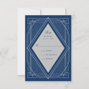 Art Deco Diamond Silver marBlue OSA Kort