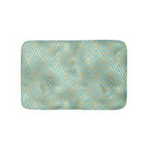 Art Deco Diamonds Mönster, Teal & Guld Badrumsmatta