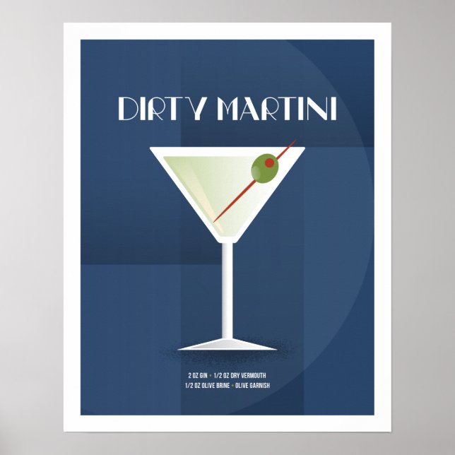 Art Deco Dirty Martini Poster (Framsidan)