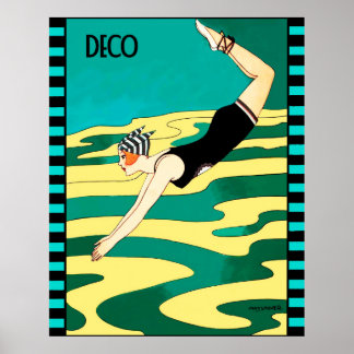 Art Deco Diver (Social Magazine Cover) Poster