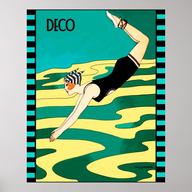 Art Deco Diver (Social Magazine Cover) Poster (Framsidan)