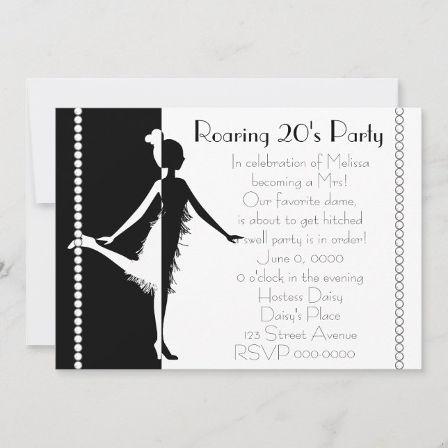 Art Deco Doll med Pearls Inbjudningar (Framsida)