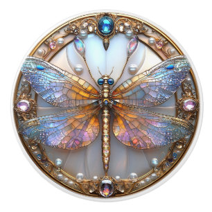 Art Deco Dragonfly Gems Pearls Knopp