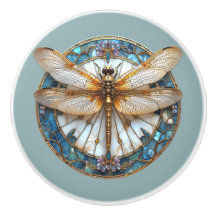 Art Deco Dragonfly Glass Rosa Guld Blue