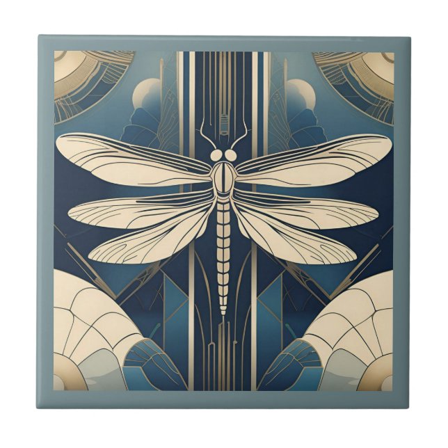 Art Deco Dragonfly Kakelplatta (Framsidan)