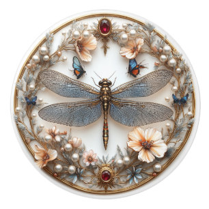 Art Deco Dragonfly Turkvoise Pearls Gems Knopp