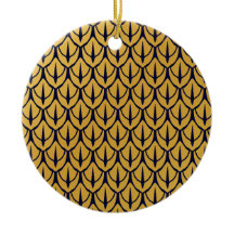 Art Deco Drakskal - Blå och Gyllene Fjäll