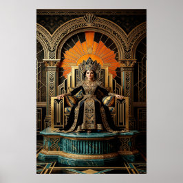 Art Deco Drottningtron Förgylld Palats Guld Poster