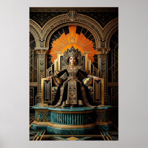Art Deco Drottningtron Förgylld Palats Guld Poster