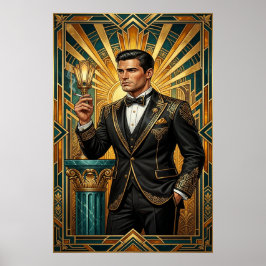 Art Deco Drottningtron Förgylld Palats Guld Poster