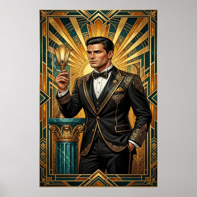 Art Deco Drottningtron Förgylld Palats Guld Poster (Framsidan)